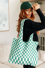 Load image into Gallery viewer, Checkerboard Lazy Wind Big Bag in Green & White