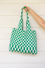 Load image into Gallery viewer, Checkerboard Lazy Wind Big Bag in Green & White
