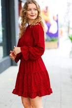 Load image into Gallery viewer, Simply Merry Burnt Red Animal Print Mock Neck Tiered Dress