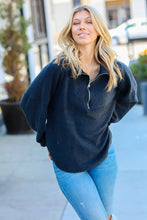 Load image into Gallery viewer, Charcoal Half Zip Hacci Pullover Sweater
