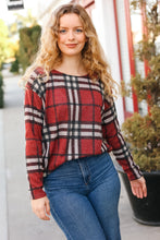 Load image into Gallery viewer, Perfectly You Red Plaid Boat Neck Long Sleeve Top