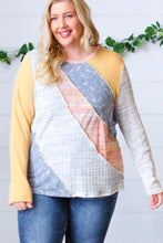 Load image into Gallery viewer, Floral Color Block Rib Terry Out Seam Stitch Detail Pullover