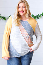 Load image into Gallery viewer, Floral Color Block Rib Terry Out Seam Stitch Detail Pullover