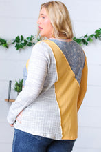 Load image into Gallery viewer, Floral Color Block Rib Terry Out Seam Stitch Detail Pullover
