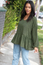 Load image into Gallery viewer, Moss Green Leopard Wool Dobby Woven Knit Top