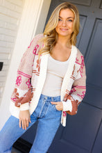 Load image into Gallery viewer, Take on The Day Ivory Floral Stripe Open Cardigan