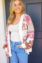 Load image into Gallery viewer, Take on The Day Ivory Floral Stripe Open Cardigan