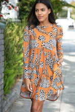 Load image into Gallery viewer, Rust Animal Geo Print Swing Dress with Pockets