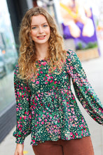 Load image into Gallery viewer, In My Thoughts Hunter Green Floral Babydoll Top