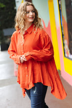 Load image into Gallery viewer, Feeling Bold Rust Button Down Sharkbite Cotton Tunic Top