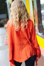 Load image into Gallery viewer, Feeling Bold Rust Button Down Sharkbite Cotton Tunic Top