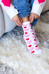 Pink & Red Hearts Crew Socks