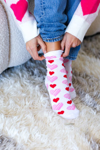 Pink & Red Hearts Crew Socks