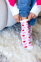 Load image into Gallery viewer, Pink &amp; Red Hearts Crew Socks