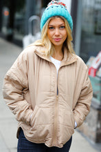 Load image into Gallery viewer, Eyes On You Taupe Quilted Puffer Jacket