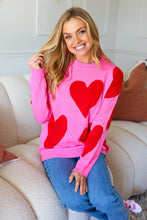 Load image into Gallery viewer, Cupid&#39;s Arrow Pink &amp; Red Heart Jacquard Sweater
