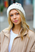 Load image into Gallery viewer, Cream Multicolor Cable Knit Pom-Pom Beanie
