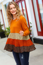 Load image into Gallery viewer, Give You Joy Rust/Taupe Leopard Print Tiered Babydoll Top
