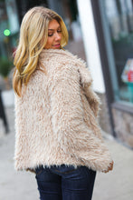 Load image into Gallery viewer, Feeling Love Taupe Faux Tibetan Lamb Fur Collared Coat