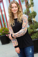 Load image into Gallery viewer, A Piece of Me Black Abstract Print Textured Bubble Sleeve Top