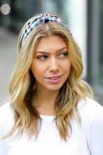 Load image into Gallery viewer, Black &amp; White Christmas Plaid Top Knot Headband