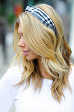 Load image into Gallery viewer, Black &amp; White Christmas Plaid Top Knot Headband