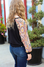 Load image into Gallery viewer, A Piece of Me Black Abstract Print Textured Bubble Sleeve Top
