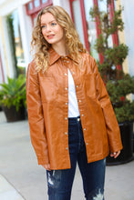 Load image into Gallery viewer, Open Your Heart Rust Vegan Leather Snap Button Shacket