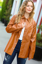 Load image into Gallery viewer, Open Your Heart Rust Vegan Leather Snap Button Shacket