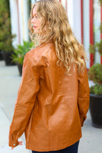 Load image into Gallery viewer, Open Your Heart Rust Vegan Leather Snap Button Shacket