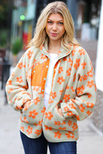Load image into Gallery viewer, Spice Of Life Sage Flower Print Sherpa Button Down Jacket