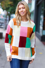 Load image into Gallery viewer, Adorable Ivory &amp; Camel Checker Jacquard Knit Sweater