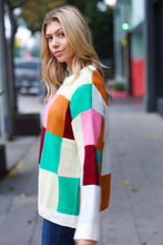 Load image into Gallery viewer, Adorable Ivory &amp; Camel Checker Jacquard Knit Sweater