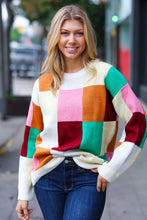 Load image into Gallery viewer, Adorable Ivory &amp; Camel Checker Jacquard Knit Sweater