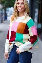 Load image into Gallery viewer, Adorable Ivory &amp; Camel Checker Jacquard Knit Sweater