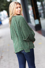 Load image into Gallery viewer, The Slouchy Olive Two Tone Knit Notched Raglan Top