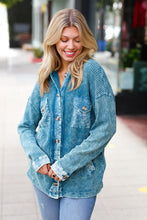 Load image into Gallery viewer, Teal Acid Wash Cotton Waffle Shacket