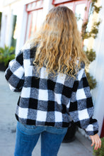 Load image into Gallery viewer, It&#39;s Your Best Black &amp; Ivory Plaid Sherpa Button Down Jacket
