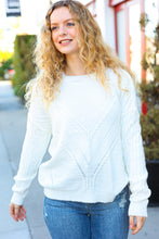 Load image into Gallery viewer, Making Moves Ivory Cable Knit Pointelle Crew Neck Sweater