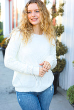 Load image into Gallery viewer, Making Moves Ivory Cable Knit Pointelle Crew Neck Sweater