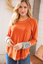 Load image into Gallery viewer, Persimmon Cotton Blend Rib Aztec Outseam Top