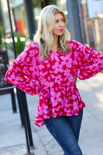 Load image into Gallery viewer, Red &amp; Magenta Floral V Neck Woven Babydoll Top