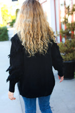 Load image into Gallery viewer, Make Your Day Black Fringe Detail Open Cardigan