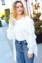 Load image into Gallery viewer, Make Your Day Ivory Fringe Detail Open Cardigan