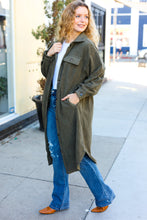 Load image into Gallery viewer, On Your Terms Olive Fleece Button Down Duster Jacket