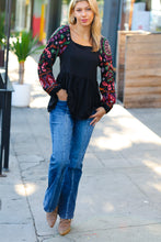 Load image into Gallery viewer, Black Square Neck Dueling Dreams Border Print Blouse