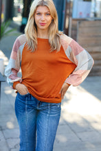 Load image into Gallery viewer, Rust Multicolor Print Textured Knit Top