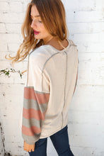 Load image into Gallery viewer, Hacci Two Tone Stripe Over Lock Stitching Sweater