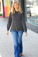 Load image into Gallery viewer, Cozy Up Charcoal Mineral Wash Rib Knit Hoodie