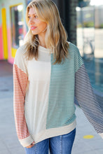 Load image into Gallery viewer, Feeling Casual Rust &amp; Olive Two-Tone Knit Color Block Top